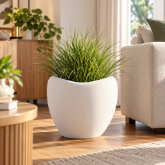 Omnipazar SO-LALE02 Lale Saksı Dekoratif Modern Plastik İç Kovalı 25 LT NO:2 Beyaz