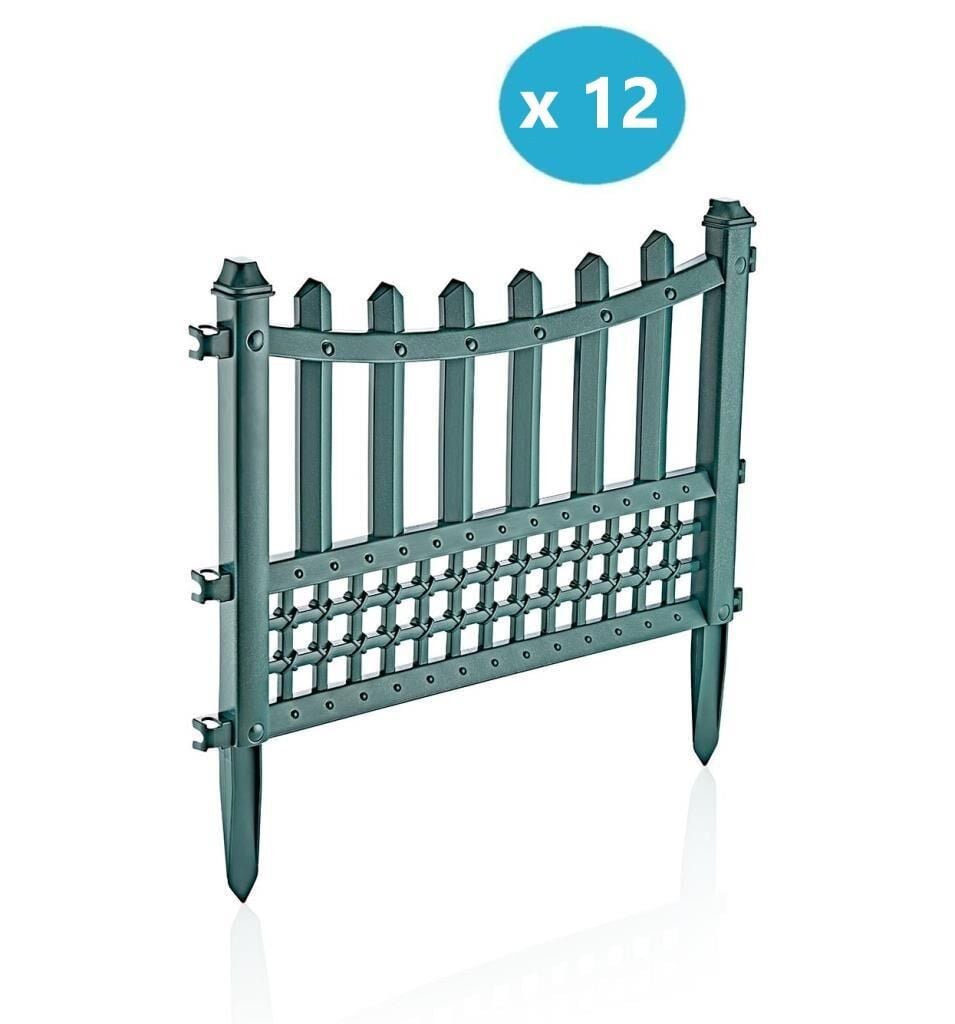 Omnipazar SY-5998 Elite Plastik Dekoratif Bahçe Çiti 12'li Set 60x55 cm Yeşil