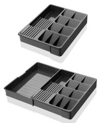 Omnipazar SY-5125 Plastik Çekmece İçi Ayarlanabilir Kaşıklık Düzenleyici Antrasit