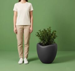 Omnipazar SO-LALE02 Lale Saksı Dekoratif Modern Plastik İç Kovalı 25 LT NO:2 Antrasit (116)