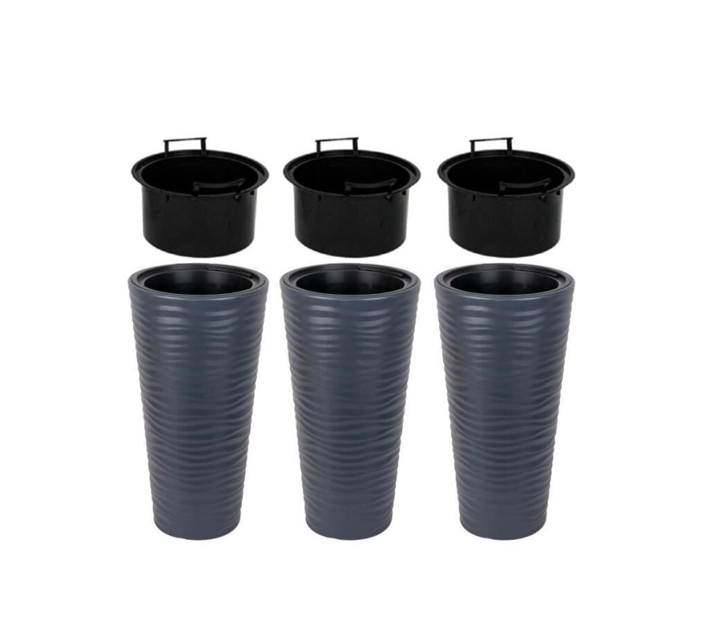 Omnipazar SO-KVT1 Kumsal Vazo Saksı Takımı 51 lt Antrasit 3 Adet