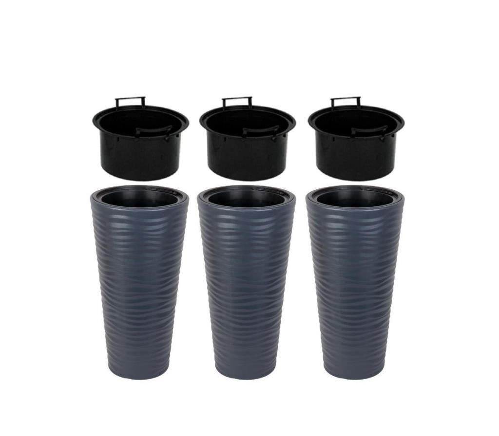 Omnipazar SO-KVT1 Kumsal Vazo Saksı Takımı 51 lt Antrasit 3 Adet