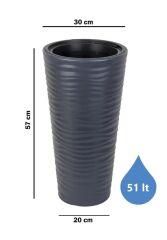 Omnipazar SO-KVT1 Kumsal Vazo Saksı Takımı 51 lt Antrasit 3 Adet
