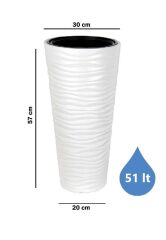 Omnipazar SO-KVT1 Kumsal Vazo Saksı Takımı 51 lt Beyaz 3 Adet