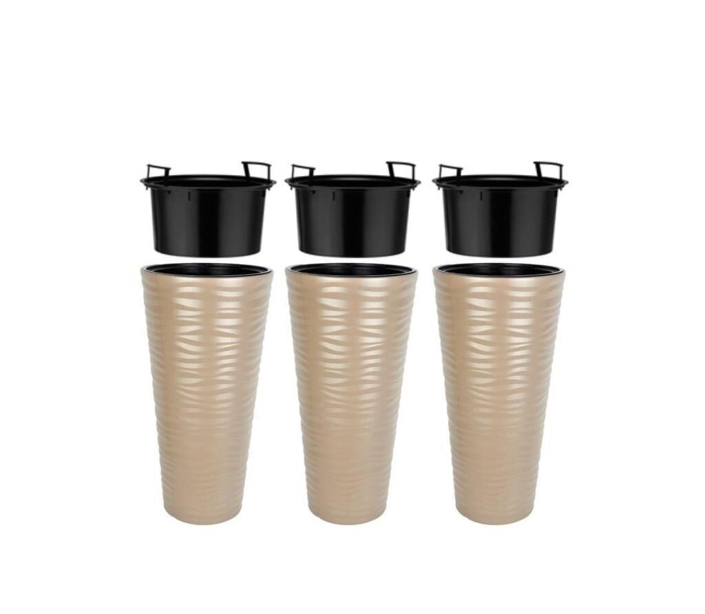 Omnipazar SO-KVT1 Kumsal Vazo Saksı Takımı 51 lt Mocha 3 Adet