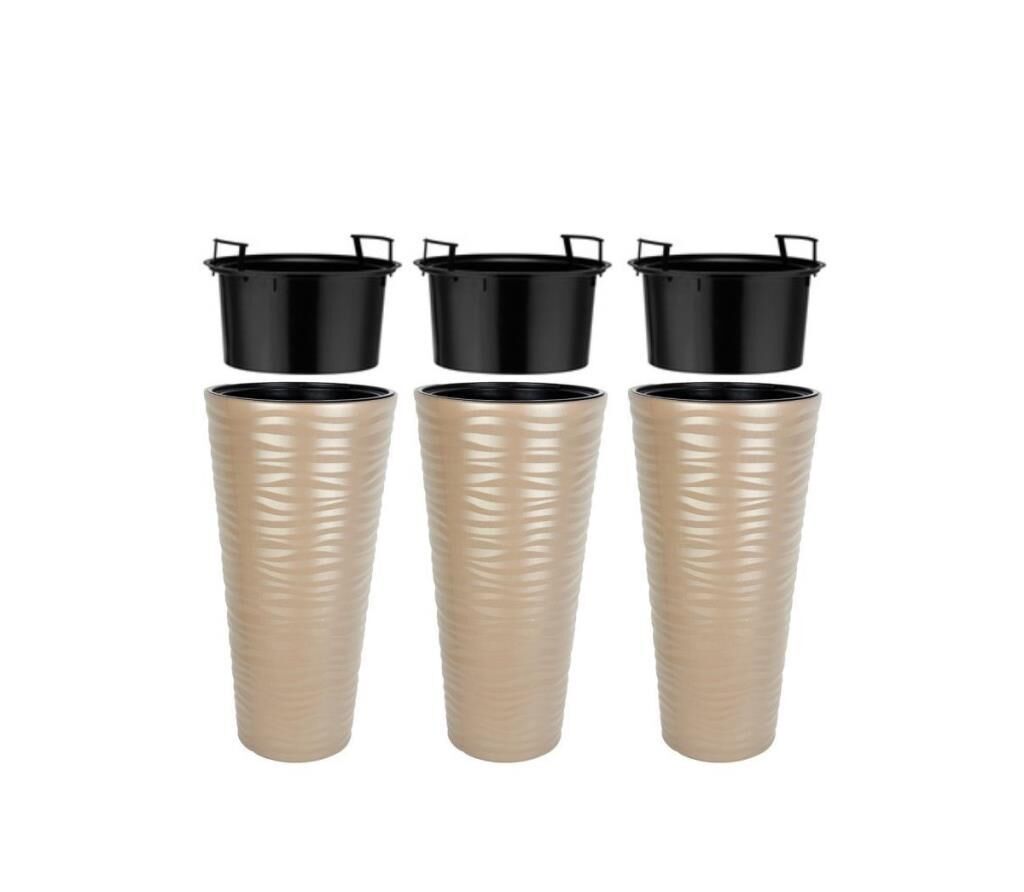 Omnipazar SO-KVT1 Kumsal Vazo Saksı Takımı 51 lt Mocha 3 Adet