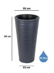 Omnipazar SO-KVT2 Kumsal Vazo Saksı Takımı 85 Litre Antrasit 3 Adet