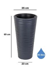 Omnipazar SO-KVT2 Kumsal Vazo Saksı Takımı 85 Litre Antrasit 3 Adet