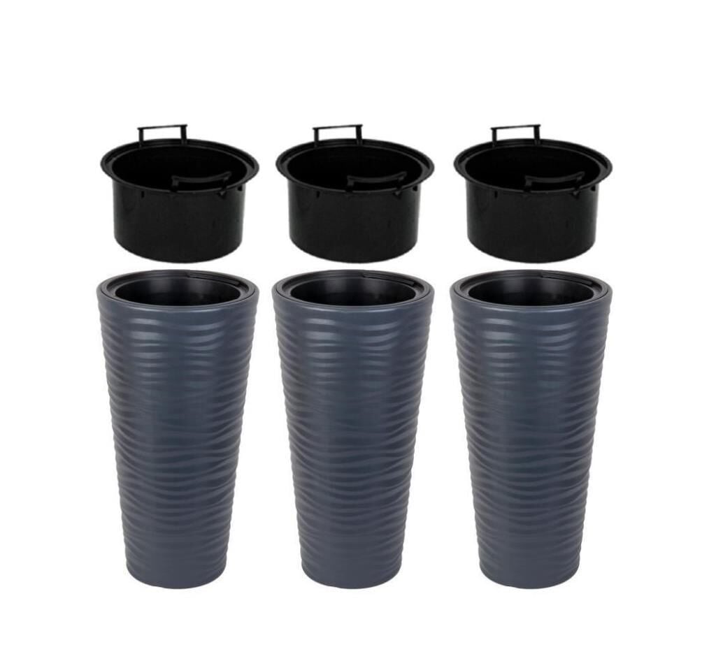 Omnipazar SO-KVT2 Kumsal Vazo Saksı Takımı 85 Litre Antrasit 3 Adet