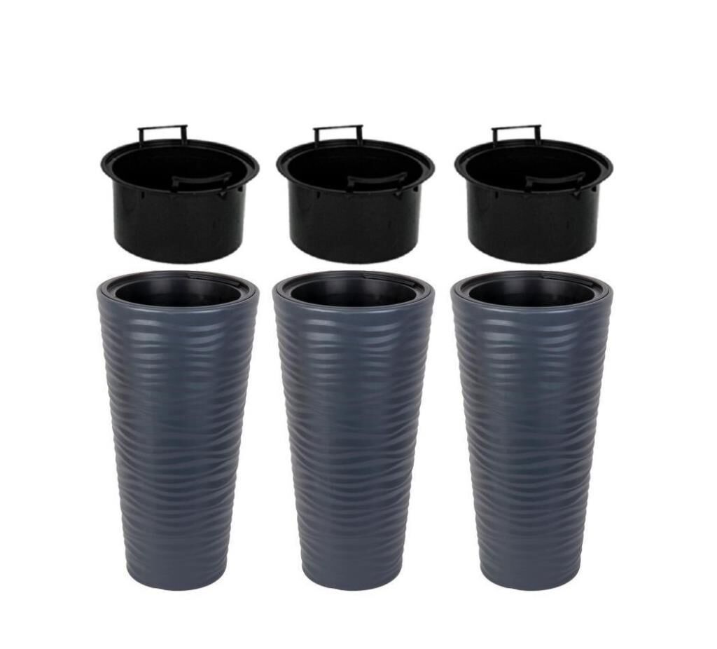 Omnipazar SO-KVT2 Kumsal Vazo Saksı Takımı 85 Litre Antrasit 3 Adet