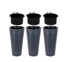 Omnipazar SO-KVT2 Kumsal Vazo Saksı Takımı 85 Litre Antrasit 3 Adet