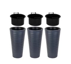 Omnipazar SO-KVT2 Kumsal Vazo Saksı Takımı 85 Litre Antrasit 3 Adet