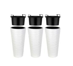 Omnipazar SO-KVT2 Kumsal Vazo Saksı Takımı 85 Litre Beyaz 3 Adet