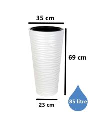 Omnipazar SO-KVT2 Kumsal Vazo Saksı Takımı 85 Litre Beyaz 3 Adet