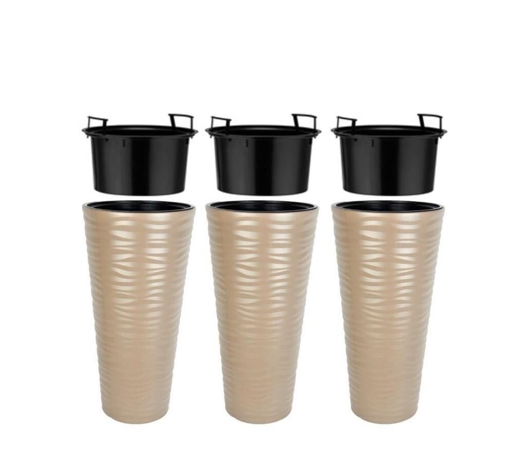 Omnipazar SO-KVT2 Kumsal Vazo Saksı Takımı 85 Litre Mocha 3 Adet