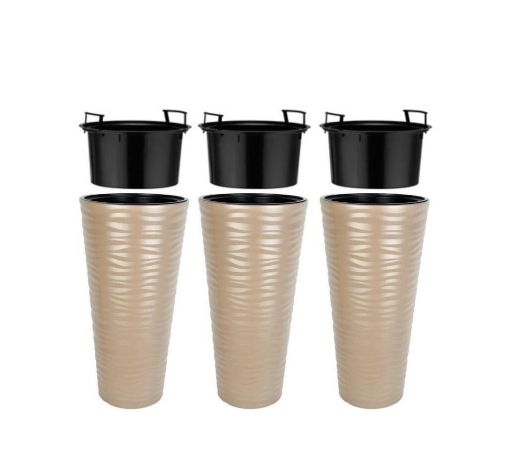 Omnipazar SO-KVT2 Kumsal Vazo Saksı Takımı 85 Litre Mocha 3 Adet