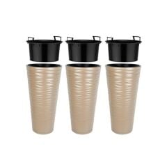 Omnipazar SO-KVT2 Kumsal Vazo Saksı Takımı 85 Litre Mocha 3 Adet