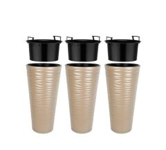 Omnipazar SO-KVT2 Kumsal Vazo Saksı Takımı 85 Litre Mocha 3 Adet
