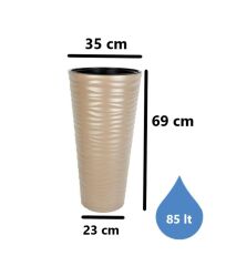 Omnipazar SO-KVT2 Kumsal Vazo Saksı Takımı 85 Litre Mocha 3 Adet