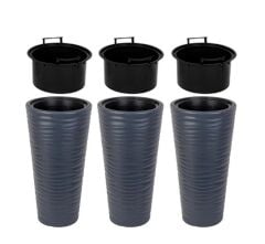 Omnipazar SO-KVT3 Kumsal Vazo Saksı Takımı 128 Litre Antrasit 3 Adet