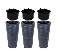 Omnipazar SO-KVT3 Kumsal Vazo Saksı Takımı 128 Litre Antrasit 3 Adet