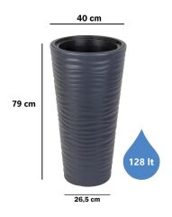 Omnipazar SO-KVT3 Kumsal Vazo Saksı Takımı 128 Litre Antrasit 3 Adet