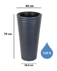 Omnipazar SO-KVT3 Kumsal Vazo Saksı Takımı 128 Litre Antrasit 3 Adet