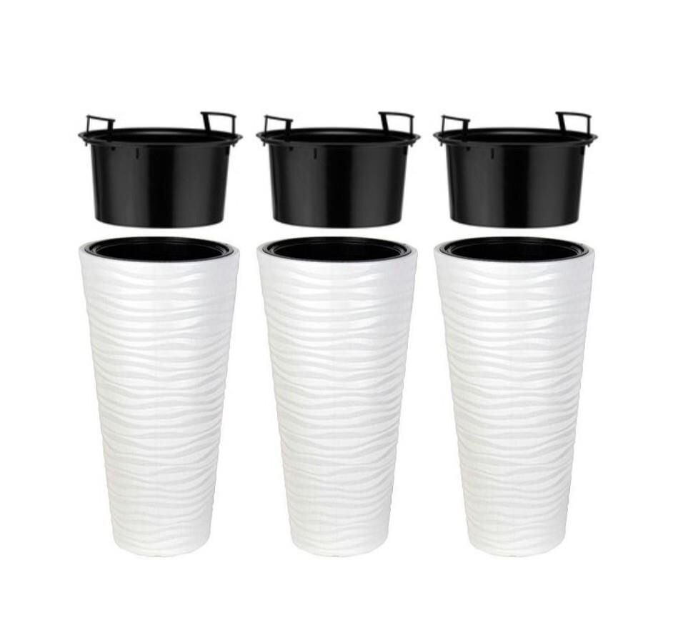 Omnipazar SO-KVT3 Kumsal Vazo Saksı Takımı 128 Litre Beyaz 3 Adet