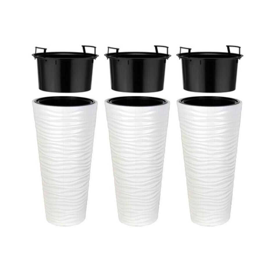 Omnipazar SO-KVT3 Kumsal Vazo Saksı Takımı 128 Litre Beyaz 3 Adet