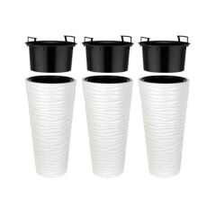 Omnipazar SO-KVT3 Kumsal Vazo Saksı Takımı 128 Litre Beyaz 3 Adet