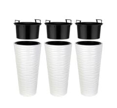 Omnipazar SO-KVT3 Kumsal Vazo Saksı Takımı 128 Litre Beyaz 3 Adet