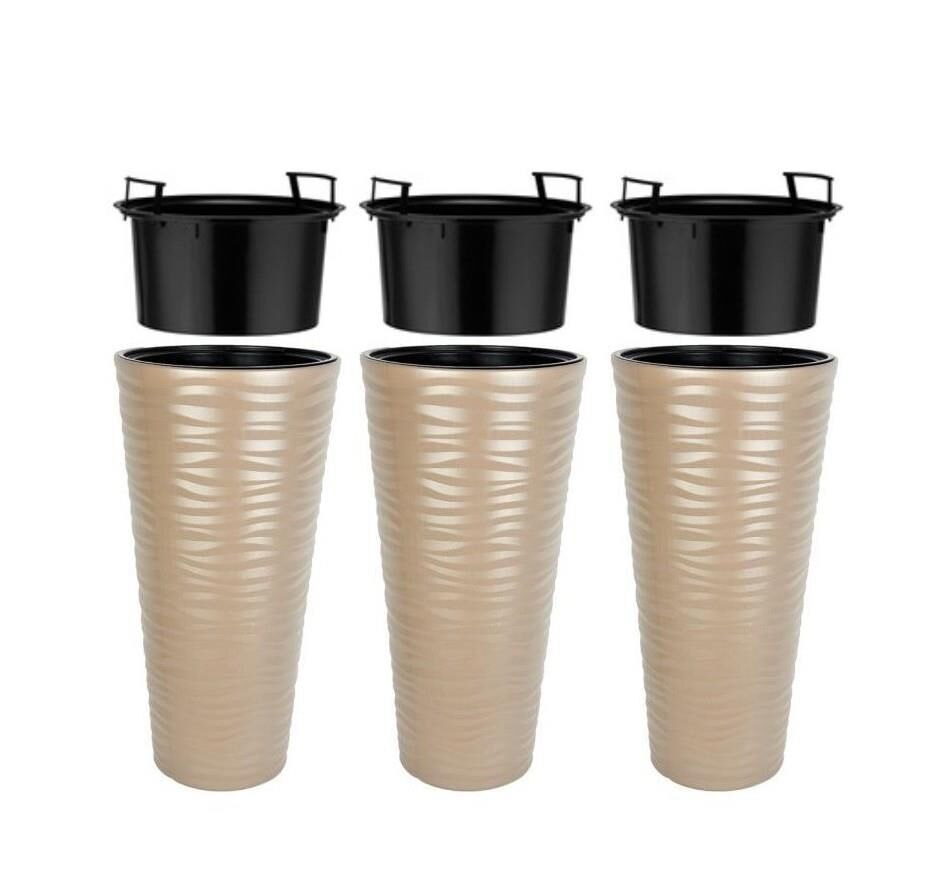 Omnipazar SO-KVT3 Kumsal Vazo Saksı Takımı 128 Litre Mocha 3 Adet