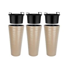 Omnipazar SO-KVT3 Kumsal Vazo Saksı Takımı 128 Litre Mocha 3 Adet