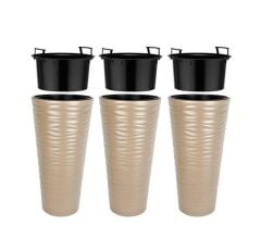 Omnipazar SO-KVT3 Kumsal Vazo Saksı Takımı 128 Litre Mocha 3 Adet