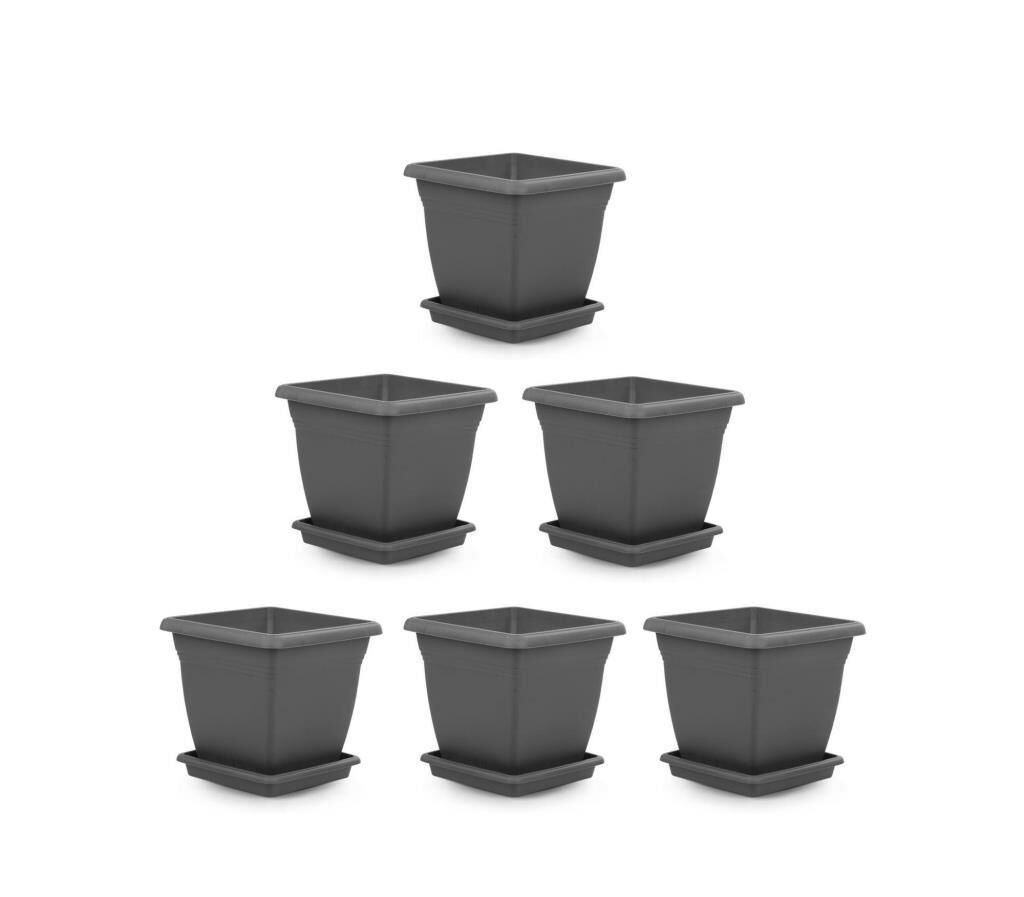 Omnipazar SO-VK01 Villa Kare Tabaklı Saksı Takımı 4.6 lt Antrasit 6 Adet