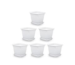 Omnipazar SO-VK01 Villa Kare Tabaklı Saksı Takımı 4.6 lt Kirli Beyaz 6 Adet