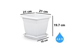 Omnipazar SO-VK01 Villa Kare Tabaklı Saksı Takımı 4.6 lt Kirli Beyaz 6 Adet