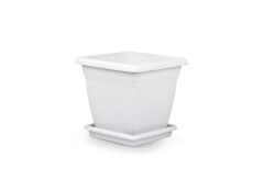 Omnipazar SO-VK01 Villa Kare Tabaklı Saksı Takımı 4.6 lt Kirli Beyaz 6 Adet