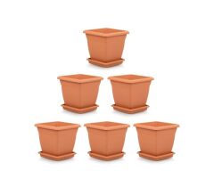 Omnipazar SO-VK01 Villa Kare Tabaklı Saksı Takımı 4.6 lt Kiremit 6 Adet