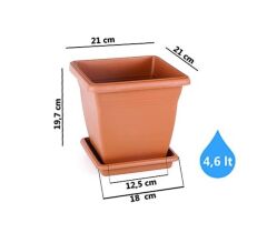 Omnipazar SO-VK01 Villa Kare Tabaklı Saksı Takımı 4.6 lt Kiremit 6 Adet