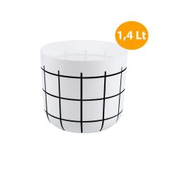 Omnipazar KRS-211 Dekoratif Karo Desenli Saksı 1.4 Litre No 1 Beyaz