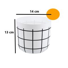 Omnipazar KRS-211 Dekoratif Karo Desenli Saksı 1.4 Litre No 1 Beyaz