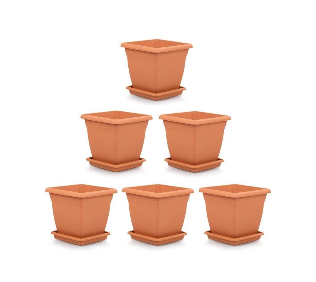 Omnipazar SO-VK02 Villa Kare Tabaklı Saksı Takımı 9 lt Kiremit 6 Adet