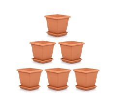 Omnipazar SO-VK02 Villa Kare Tabaklı Saksı Takımı 9 lt Kiremit 6 Adet