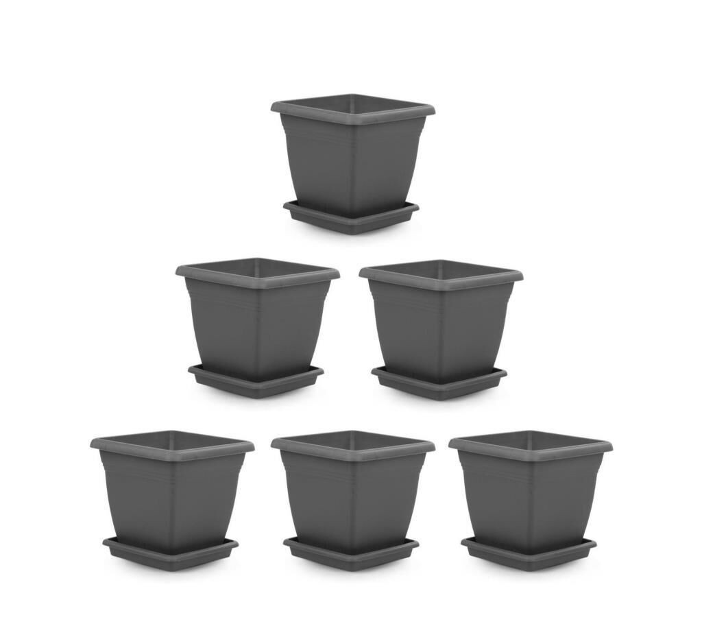 Omnipazar SO-VK03 Villa Kare Tabaklı Saksı 17 lt Antrasit 6 Adet