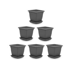 Omnipazar SO-VK03 Villa Kare Tabaklı Saksı 17 lt Antrasit 6 Adet