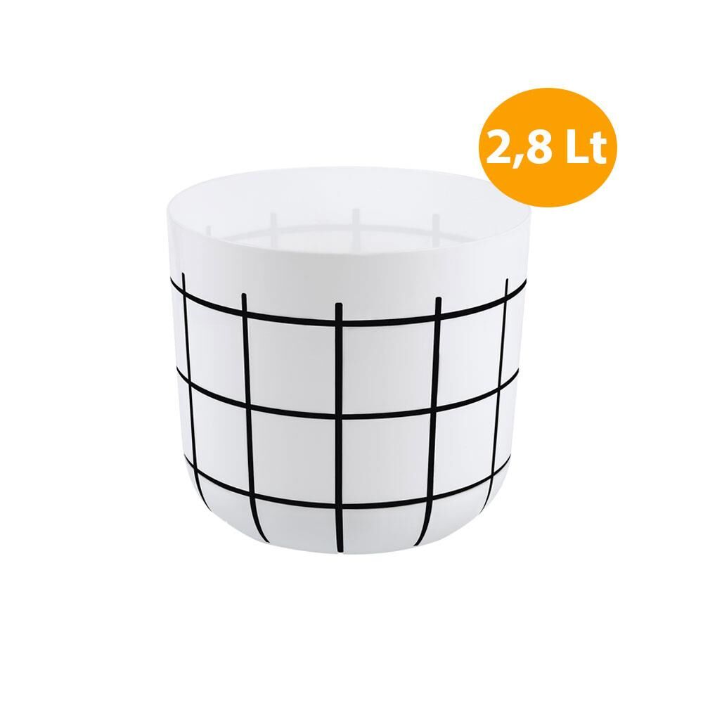 Omnipazar KRS-212 Dekoratif Karo Desenli Saksı 2.8 Litre No 2 Beyaz