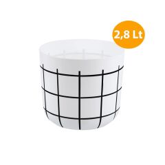 Omnipazar KRS-212 Dekoratif Karo Desenli Saksı 2.8 Litre No 2 Beyaz