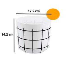 Omnipazar KRS-212 Dekoratif Karo Desenli Saksı 2.8 Litre No 2 Beyaz