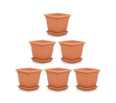 Omnipazar SO-VK03 Villa Kare Tabaklı Saksı Takımı 17 lt Kiremit 6 Adet